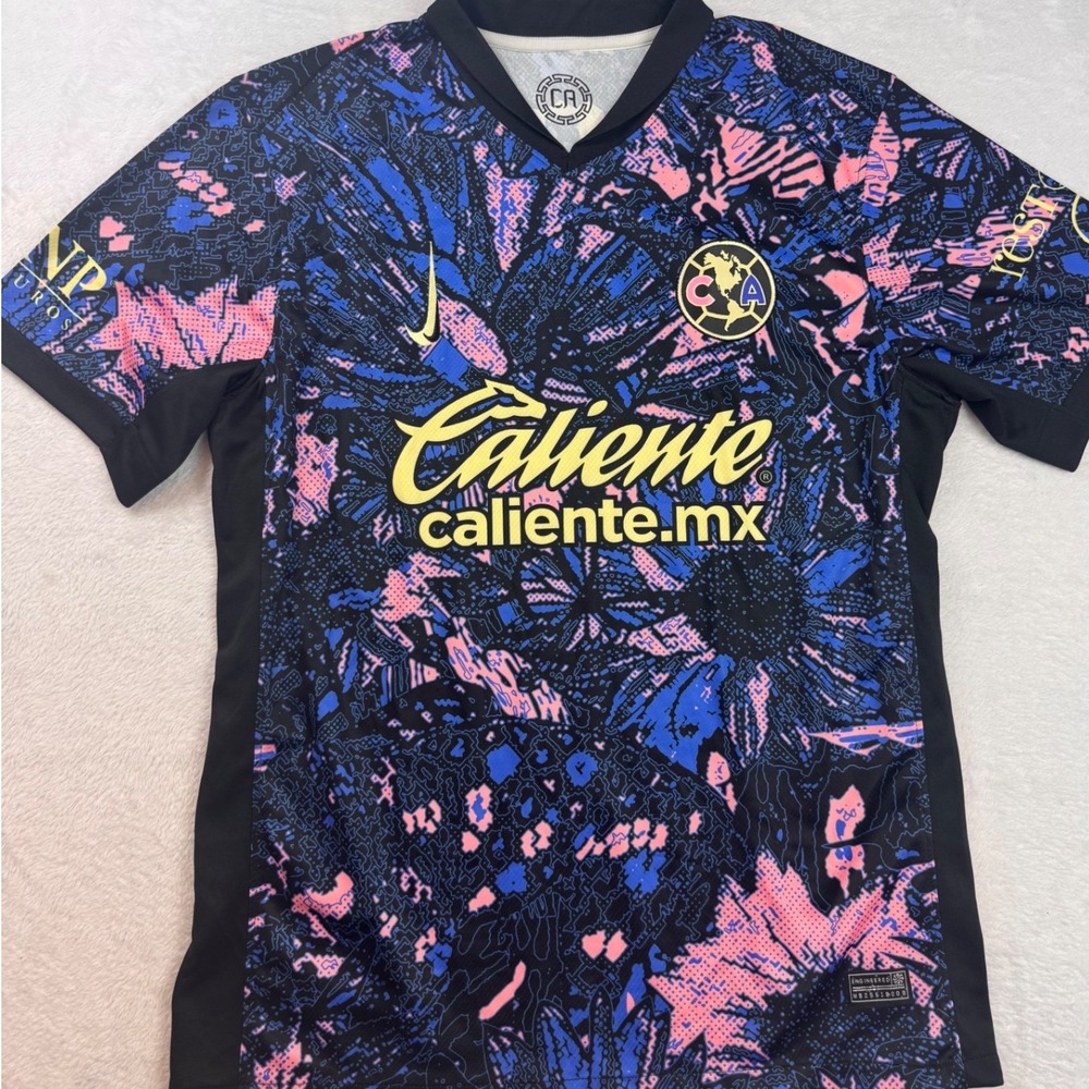 Nike Club America Soccer Jersey XL Blue Pink Floral Dri-FIT Caliente Corona